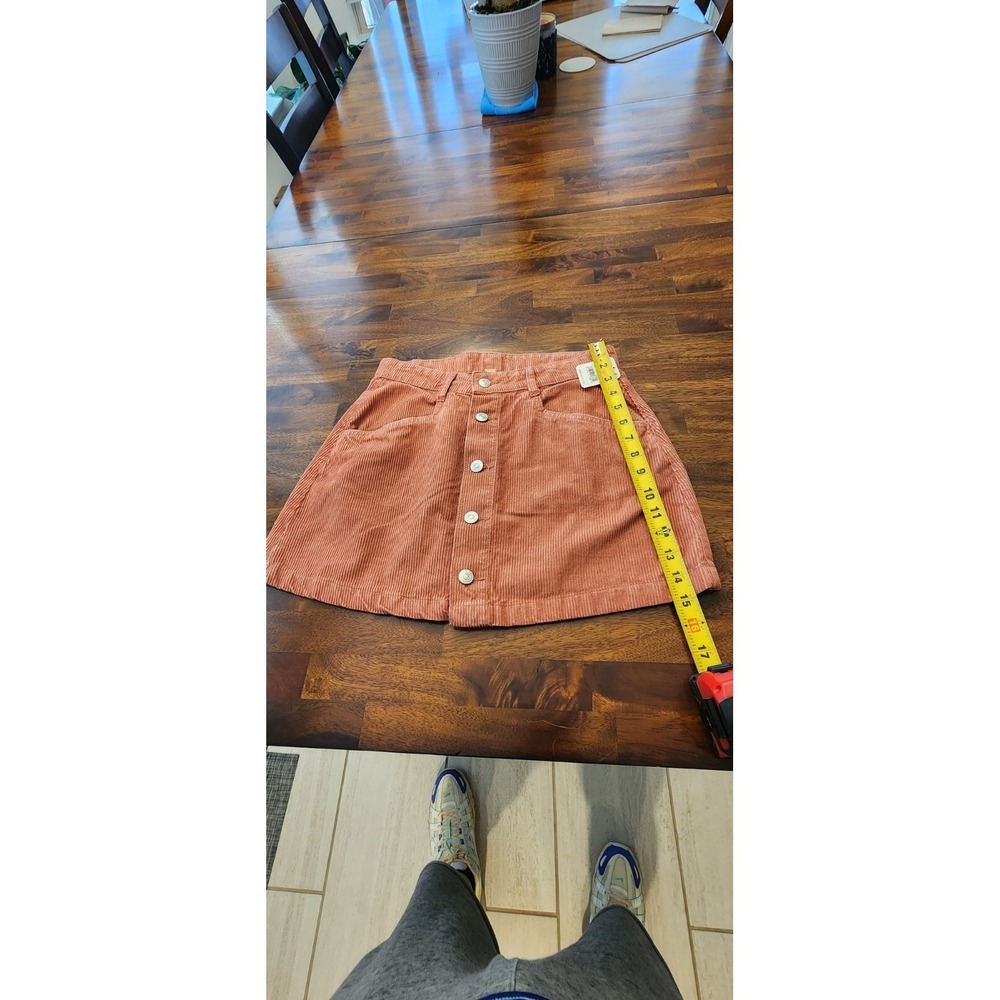 Free People Corduroy Mini Skirt Burnt Orange Button Front A-Line Size 4 sku18 - Picture 3 of 13